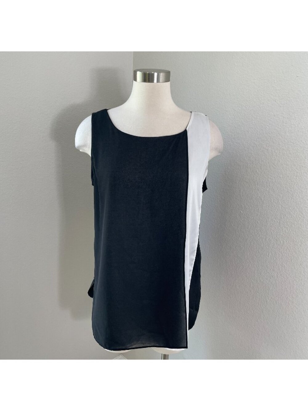 Donna Karan New York Black Label Womens Medium Layered Blouse Sleeveless Top